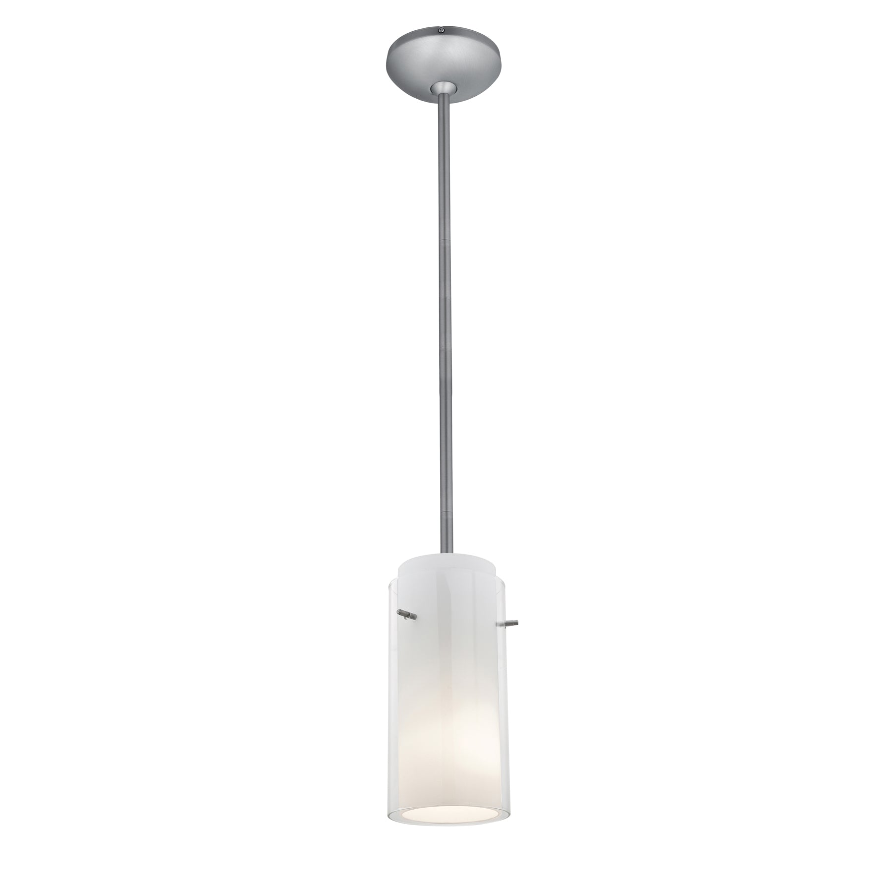  Glass`n Glass Cylinder 10" Contemporary Hanging Light Brushed Steel