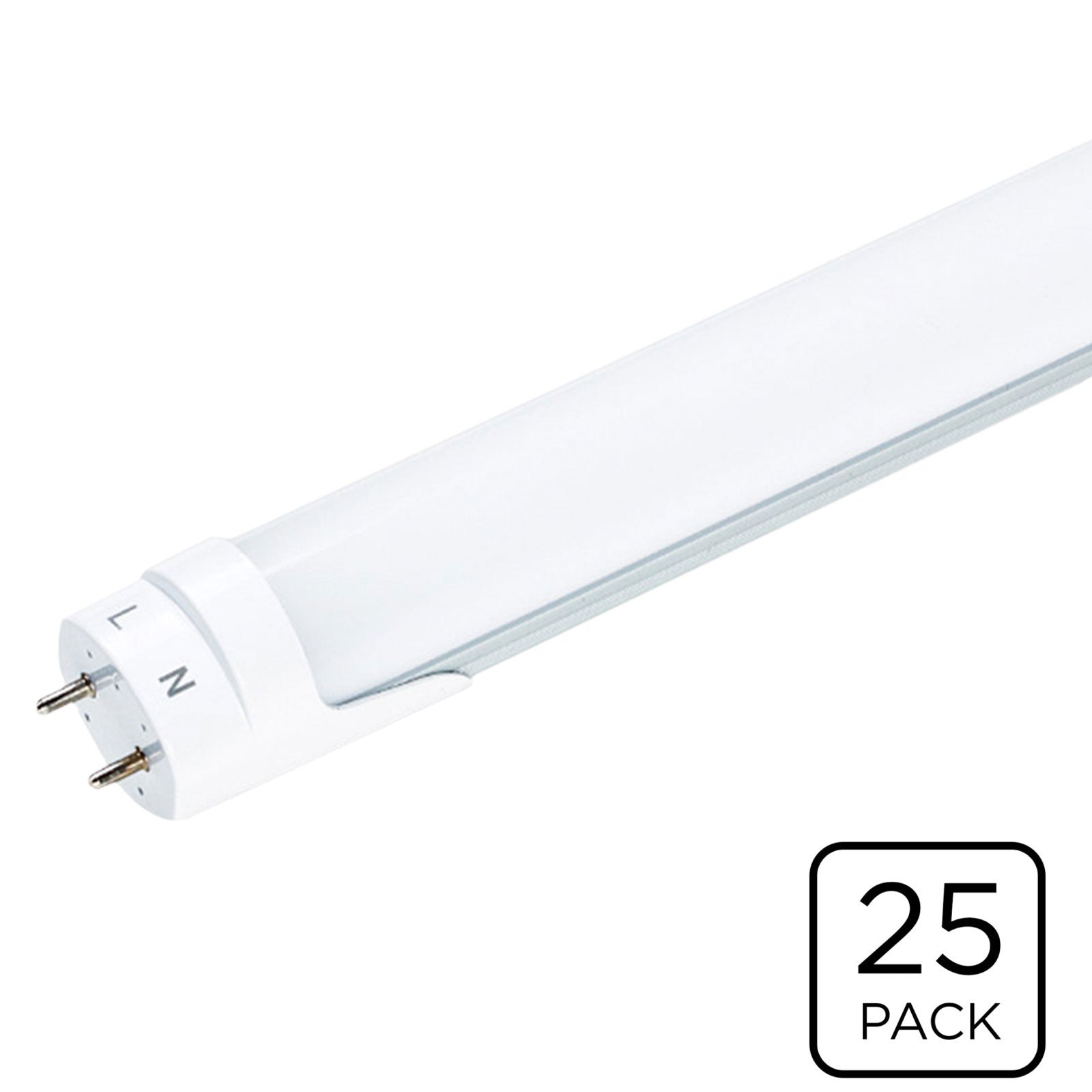 VIRIBRIGHT® 15W T8 4-Foot LED Tube Light, Ballast Bypass, 25
