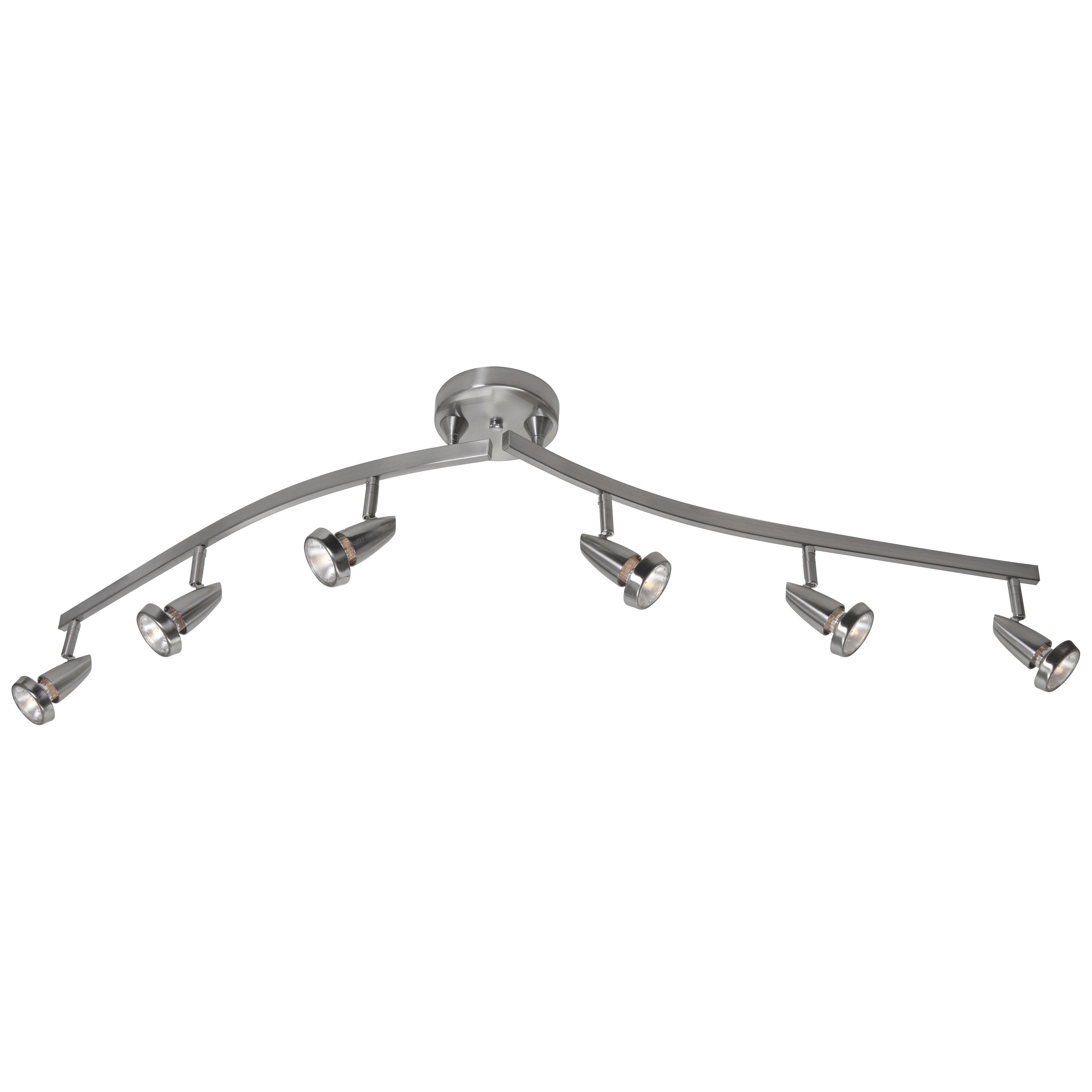 Mirage 6 Light Adjustable Track Light Fixture, Brushed Steel