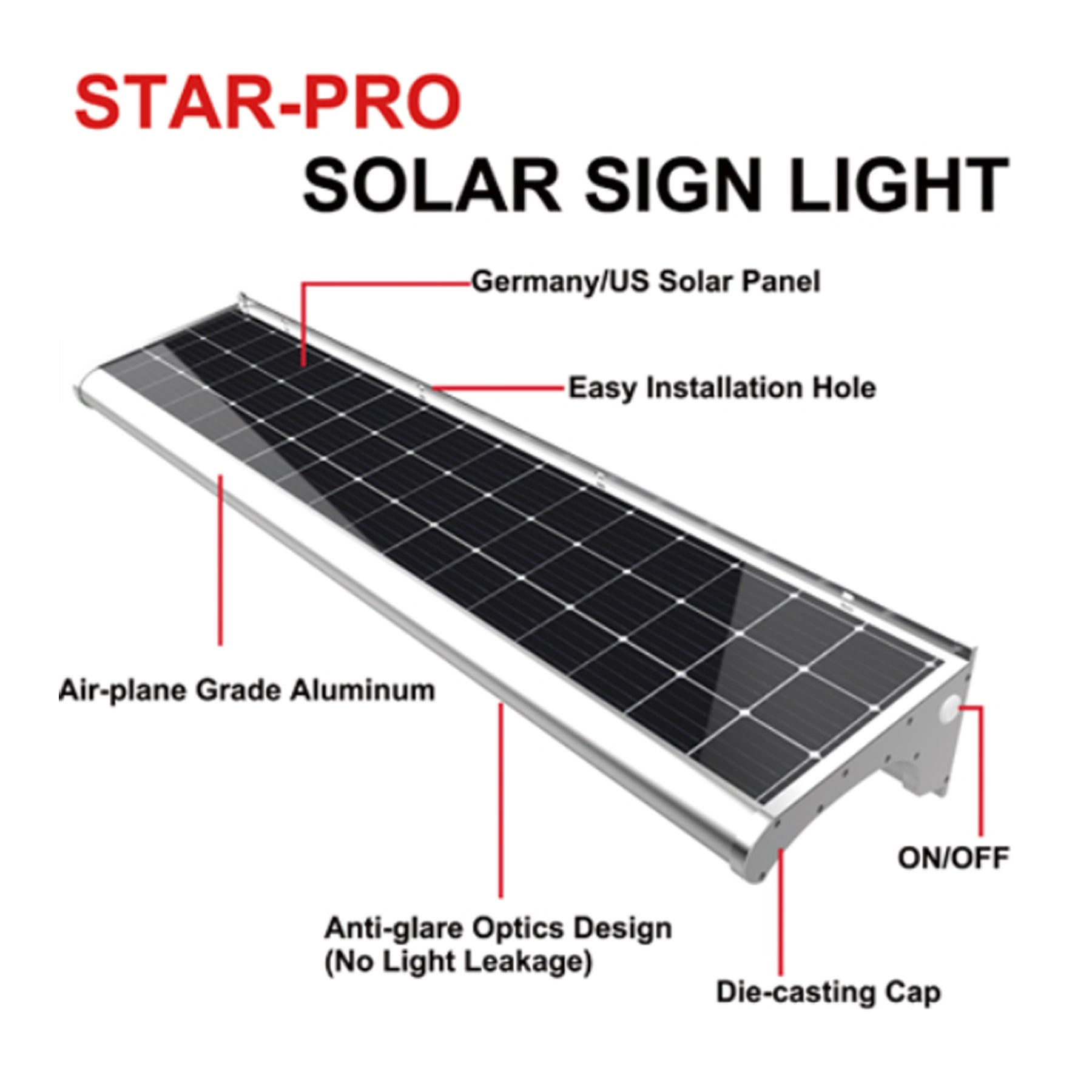 Star-PRO Solar 13" Top Billboard Sign Light Fixture