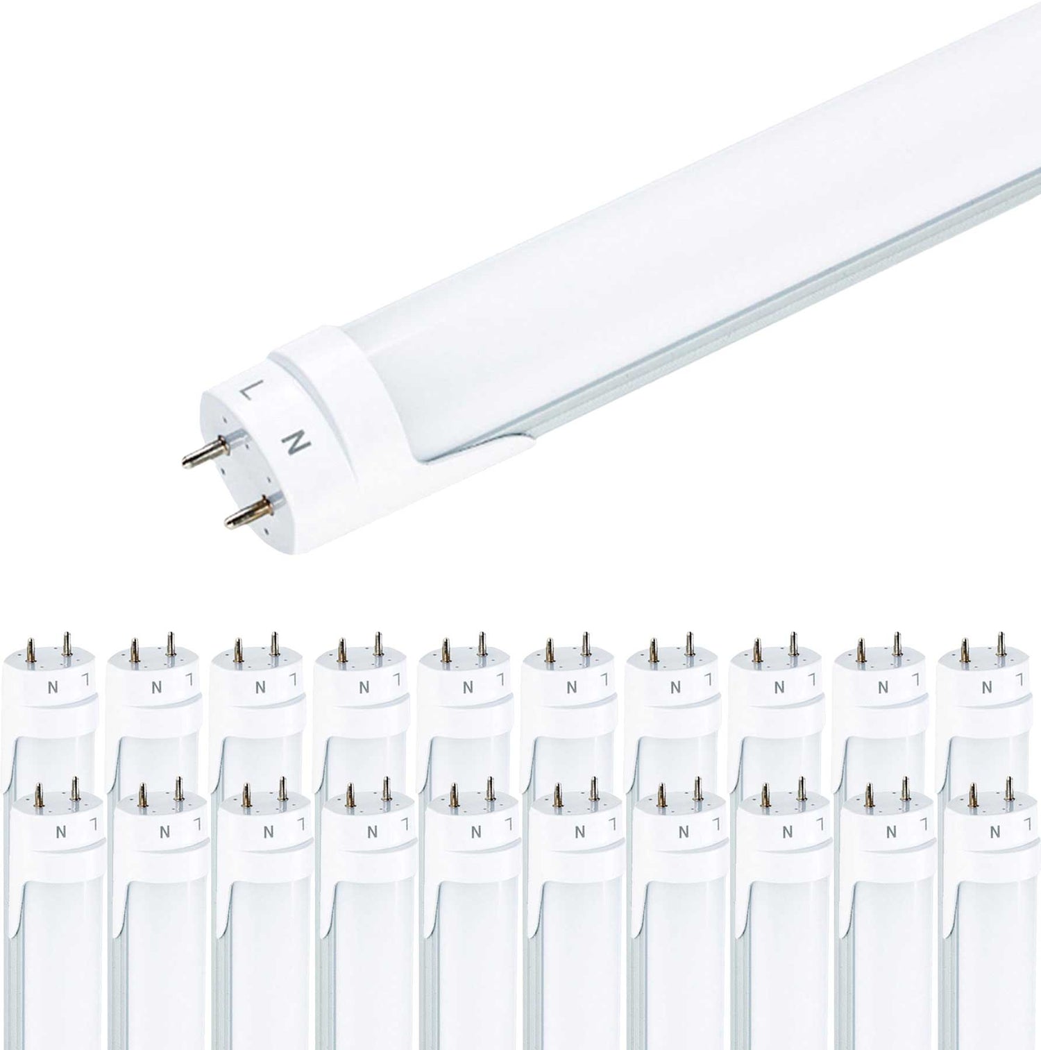 Viribright - 18-Watt Ballast Bypass T8 4-Foot 2350 Lumens Frosted Lens LED Light Bulb Tube - 518918-20
