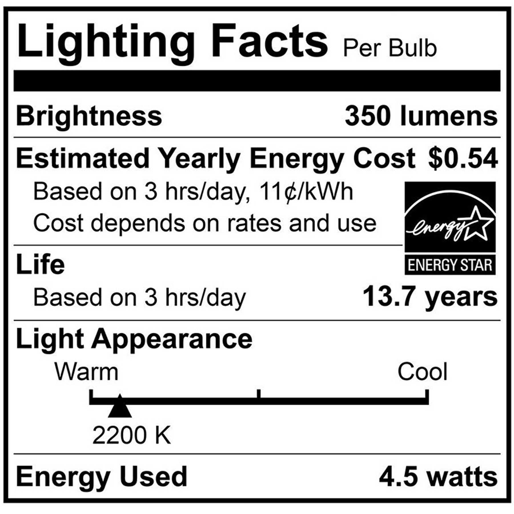 40-Watt Equivalent B10 E12 Bent Candle Flame LED Filament Light Bulb