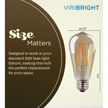 40-Watt Equivalent ST19 Shape E26 Base LED Edison Light Bulb 400 Lumens Amber