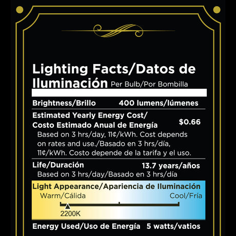 40-Watt Equivalent ST19 Shape E26 Base LED Edison Light Bulb 400 Lumens Amber