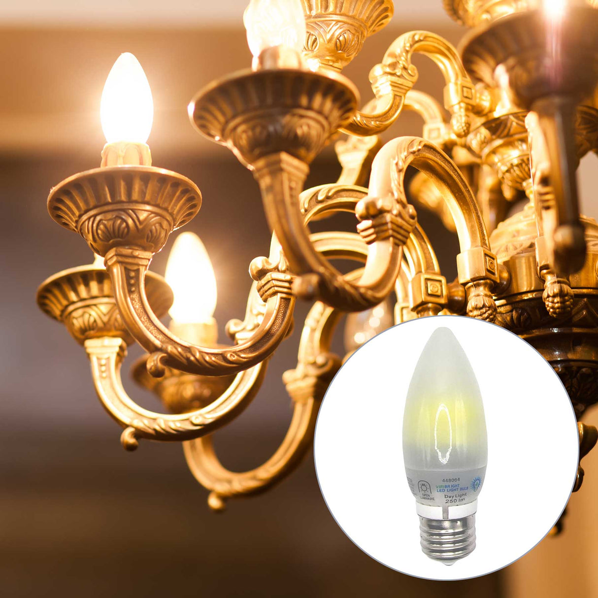 Chandelier with Frosted LED Light Bulb