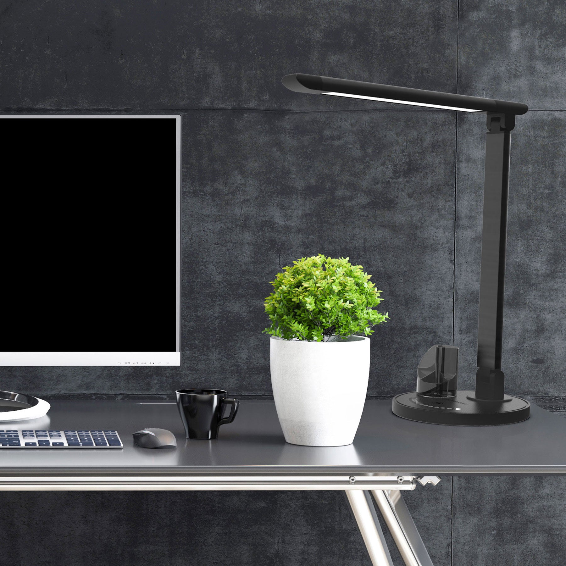 Modern LED Desk Lamp with Touch Controls & USB Charge Port by Viribright