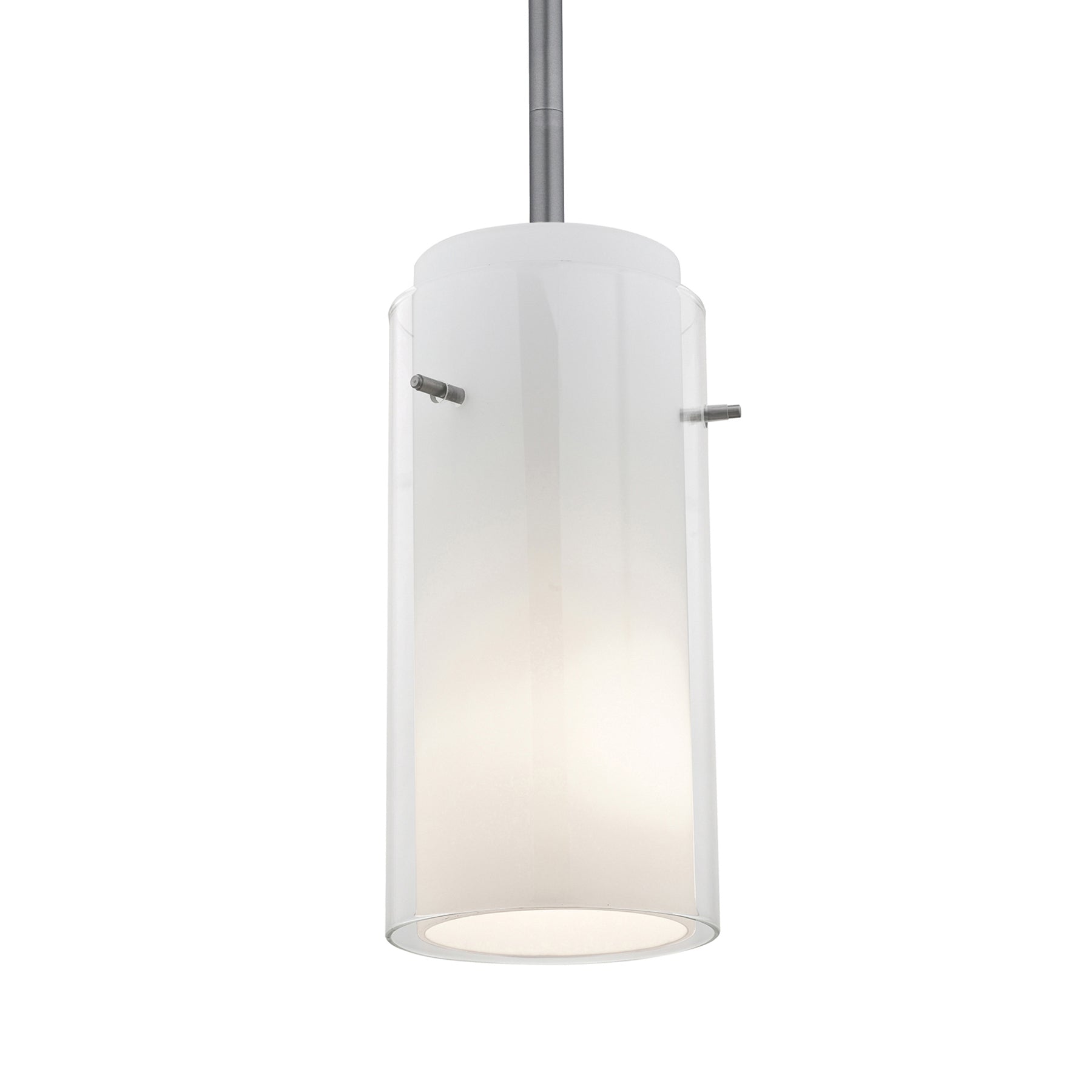  Glass`n Glass Cylinder 10" Contemporary Hanging Light Brushed Steel