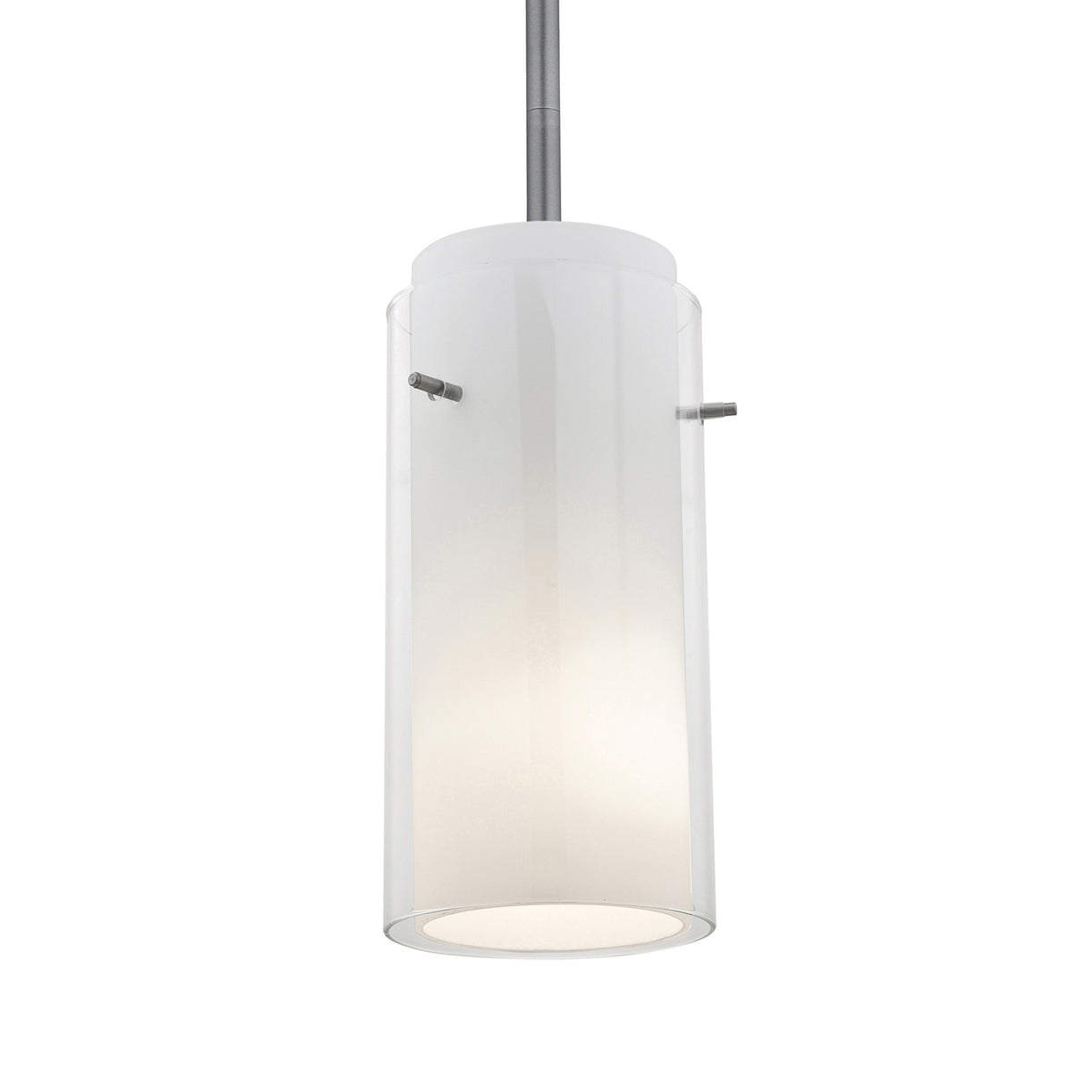  Glass`n Glass Cylinder 10" Contemporary Hanging Light Brushed Steel