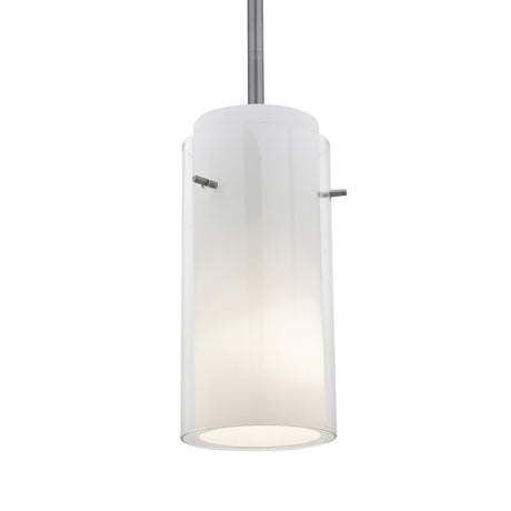  Glass`n Glass Cylinder 10" Contemporary Hanging Light Brushed Steel