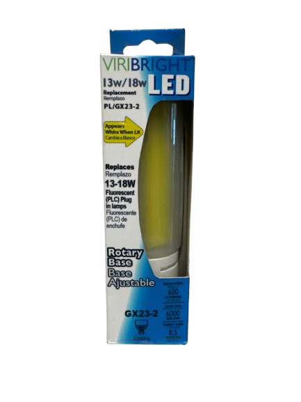 8.5W PL Non-Dimmable Daylight 6000K 600Lm 90+CRI GX23-2 Base