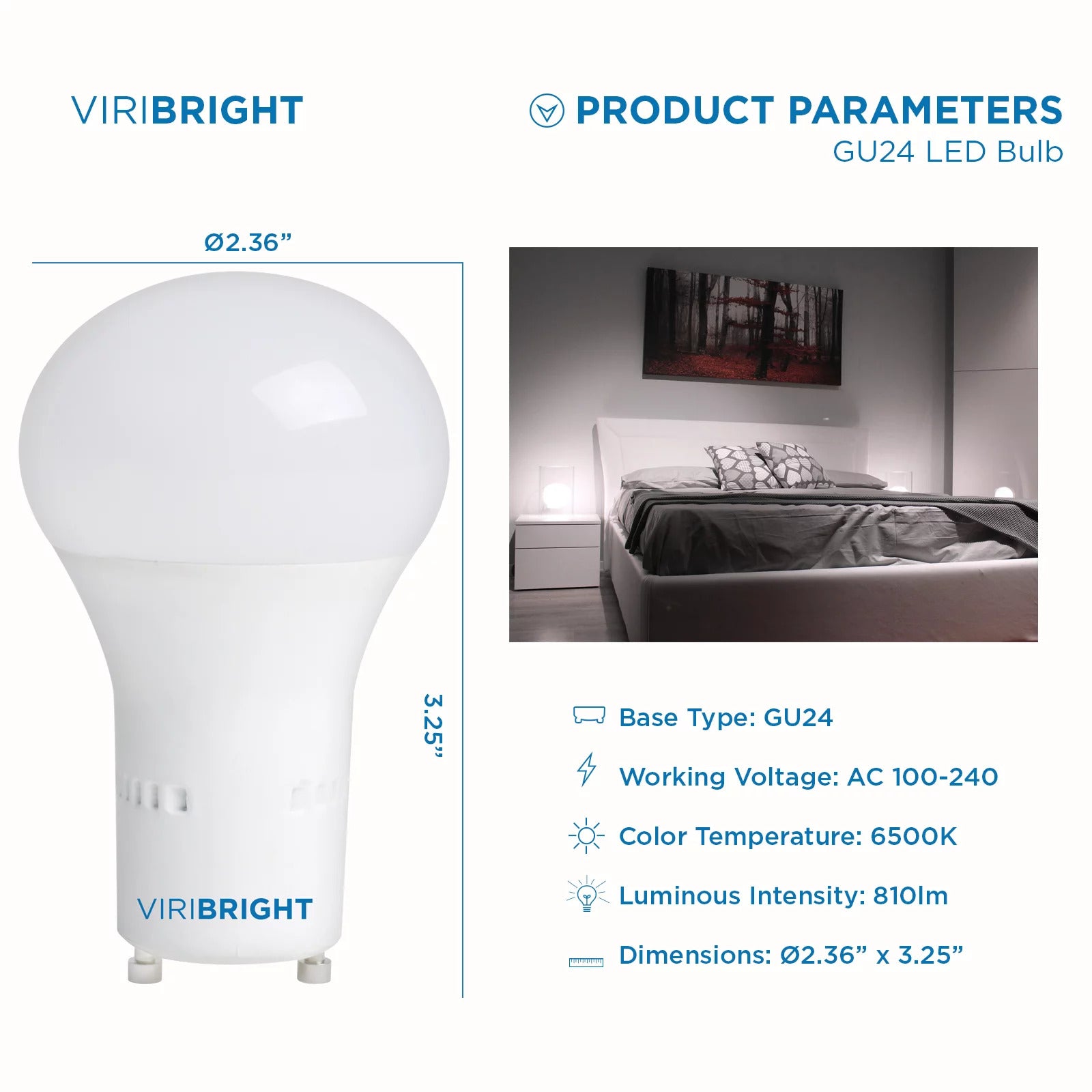 Viribright LED 60 Watt Equivalent A19 GU24 General Purpose Light Bulb