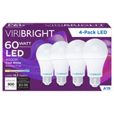A19 LED Bulb, 9W, Non Dimmable, 850 Lumens - 2700K (4 Pack)