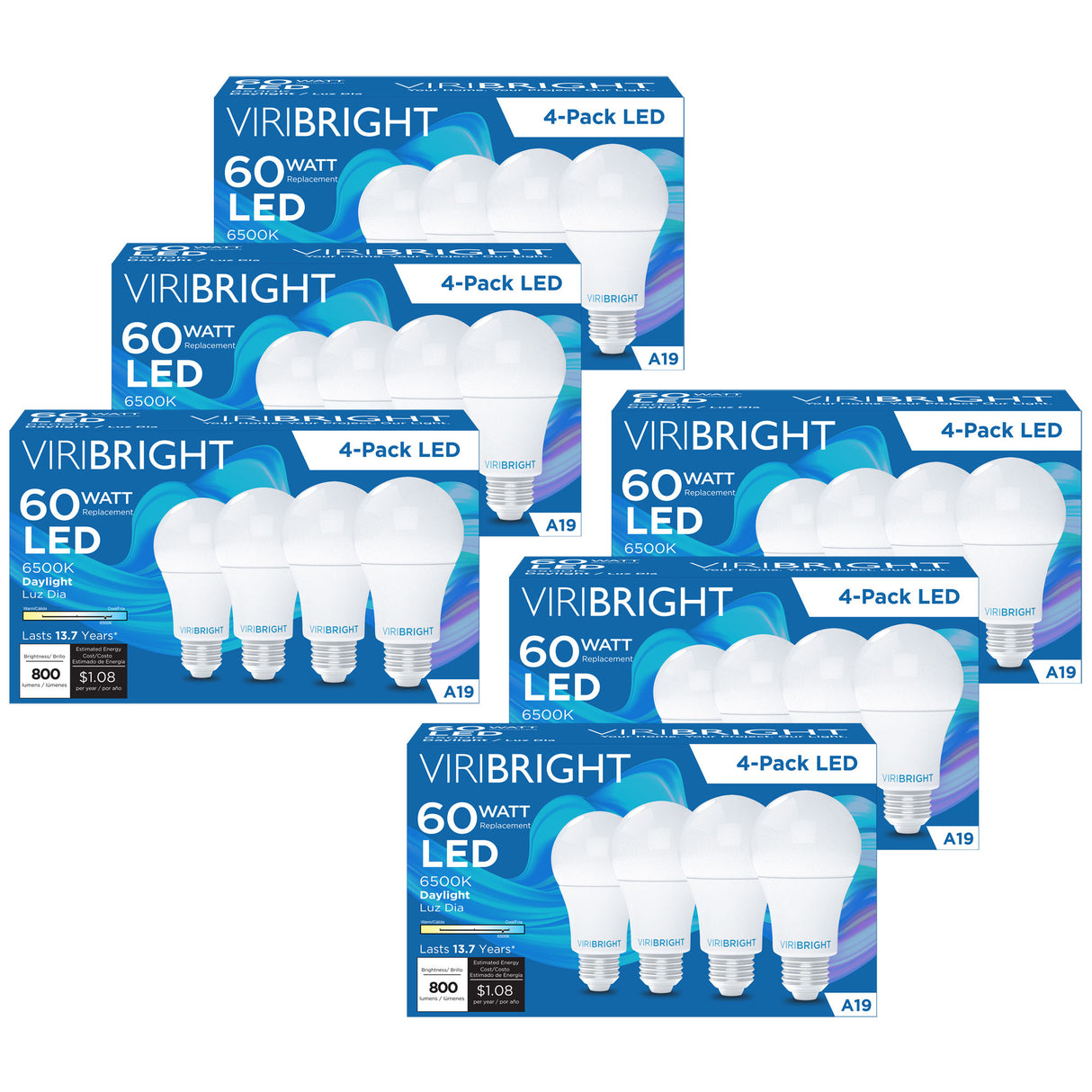 A19 LED Bulb, 9W, Non Dimmable, 850 Lumens (24-Pack)