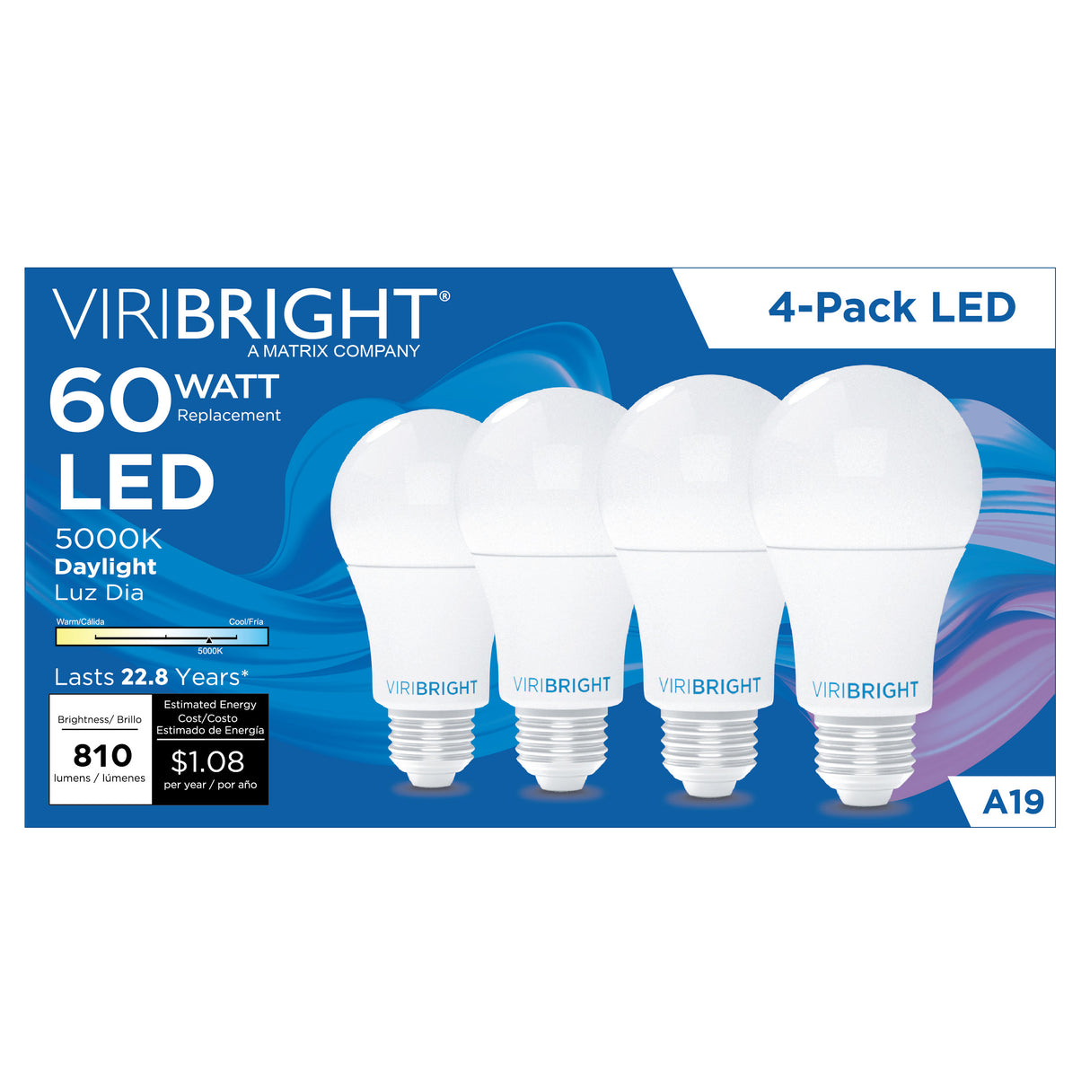 60-Watt EQ A19 E26 Non-Dim 800lm LED Light Bulb (4 Pack)