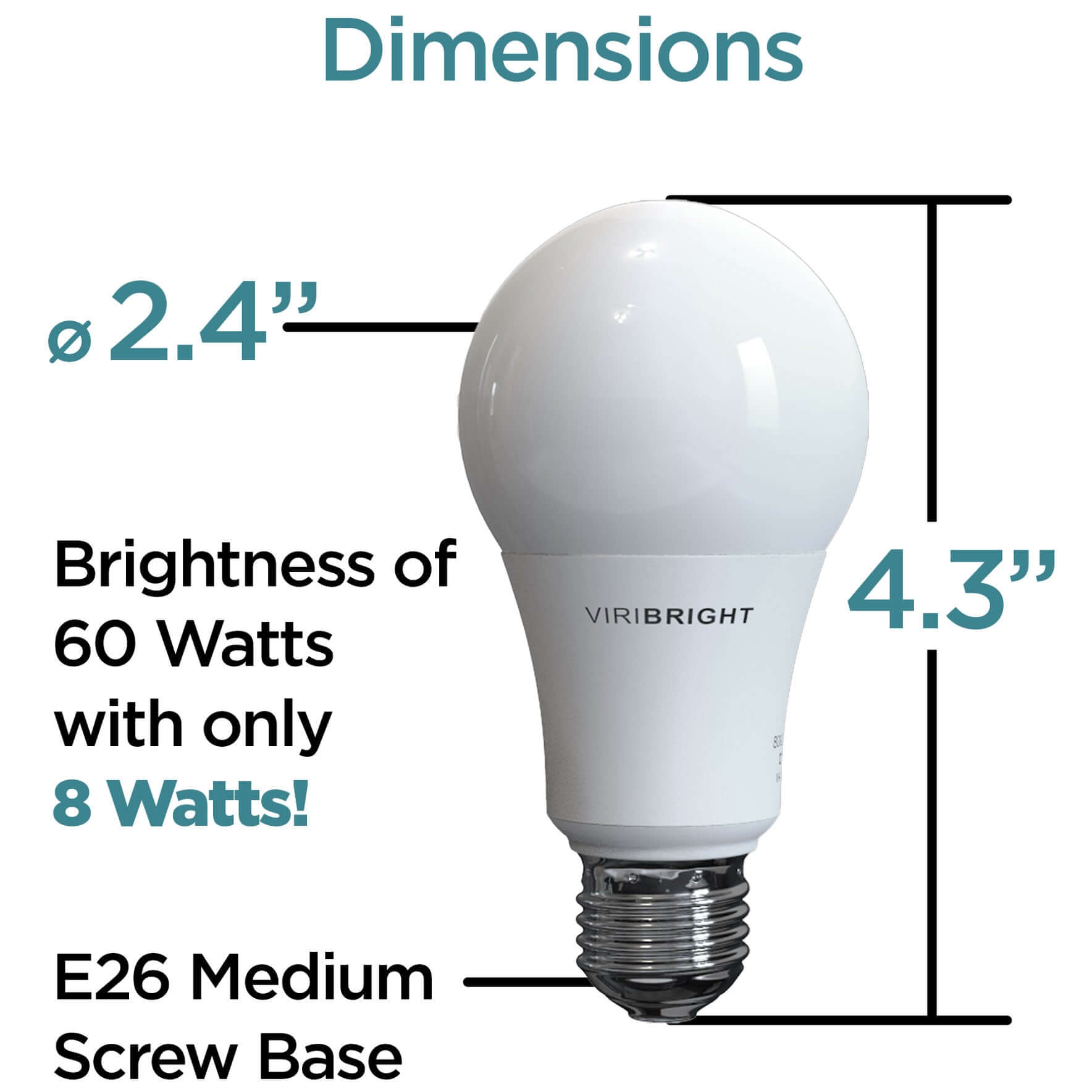 Viribright LED 100 Watt EQ A19 E26 General Purpose Standard Light Bulb