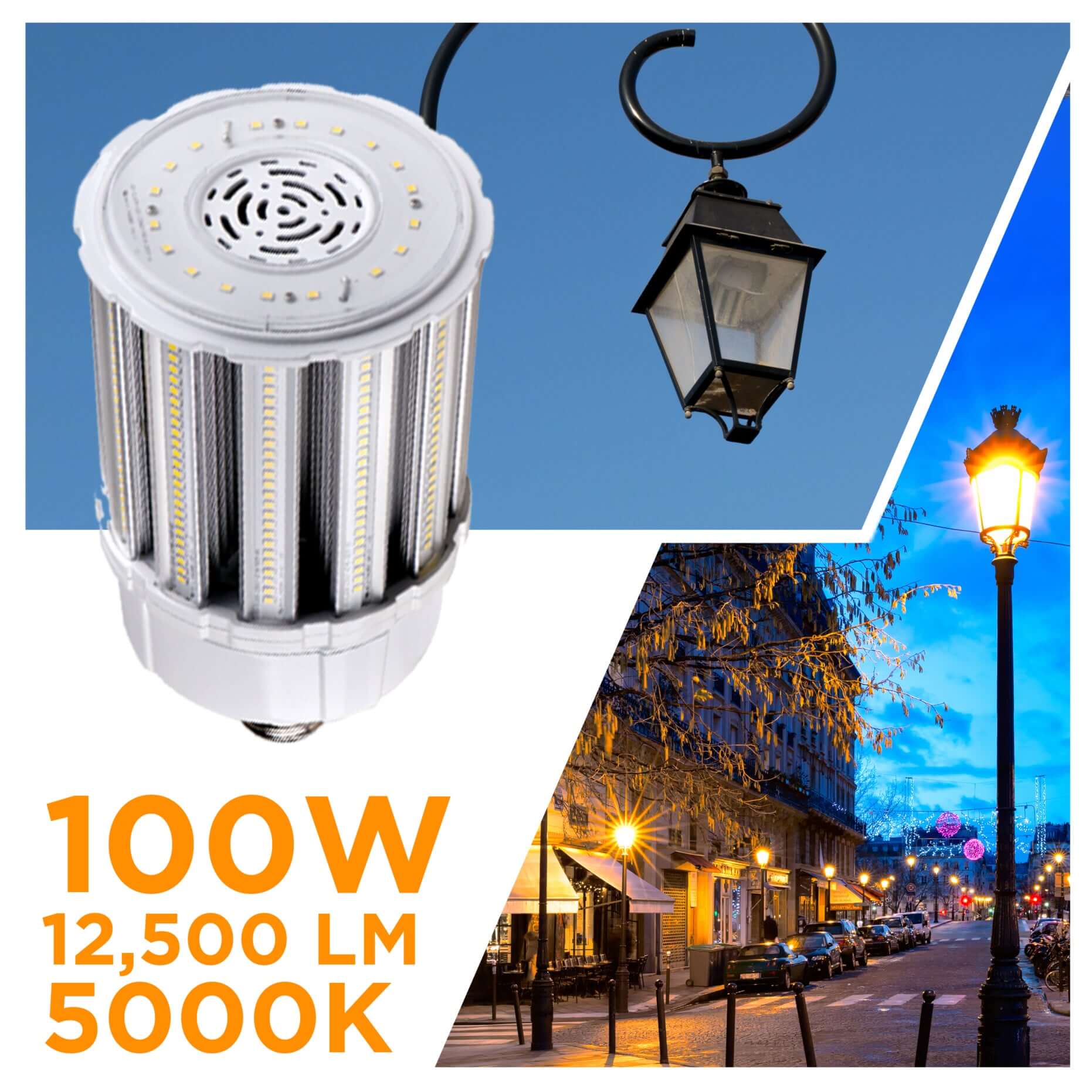 Viribright - 100-Watt LED 12,500 Lumens Corn Bulb - EX39/E26 Adapter Included - 519676
