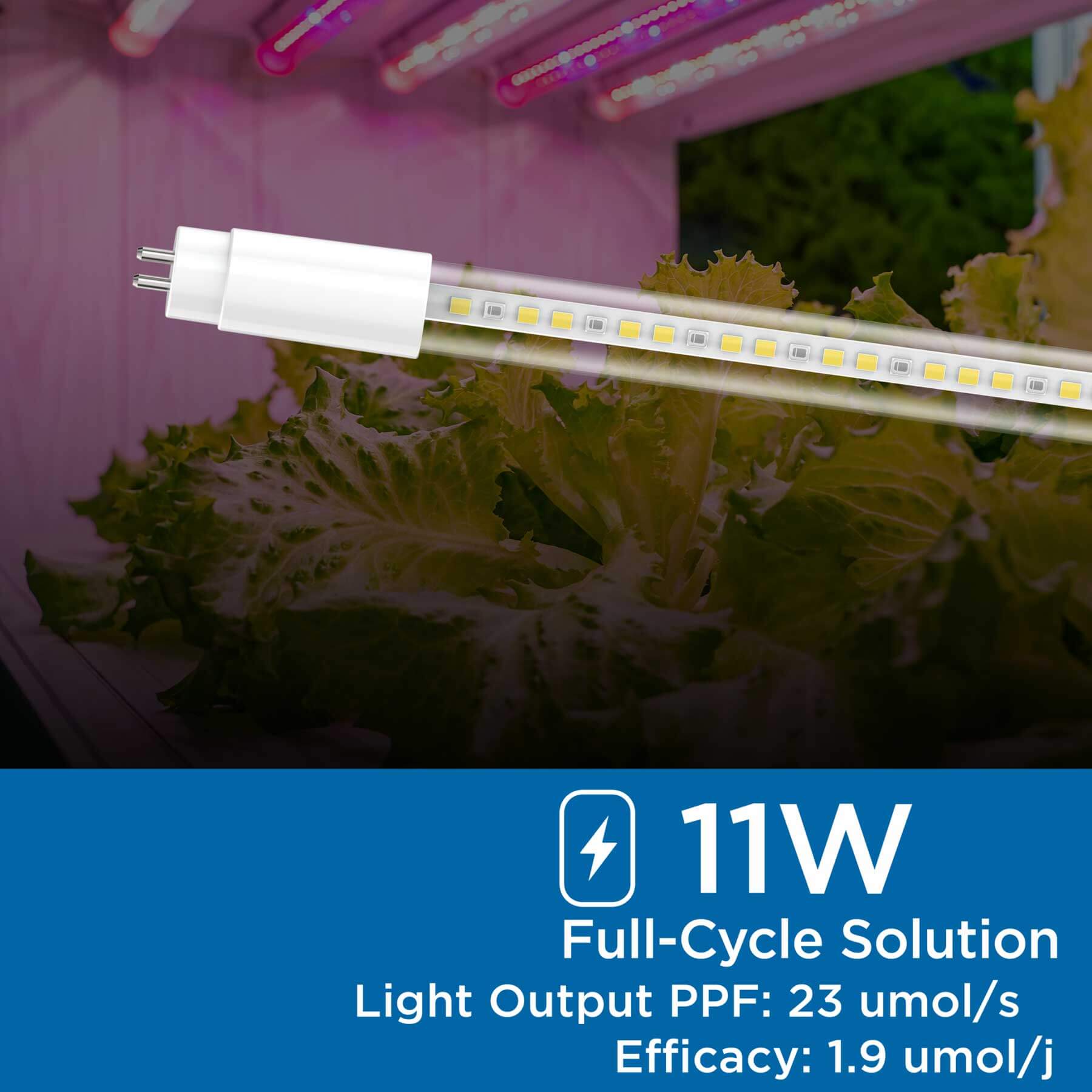 Viribright 11 Watt T5 2 Foot Type A LED Leaf Grow Light Bulb Tube