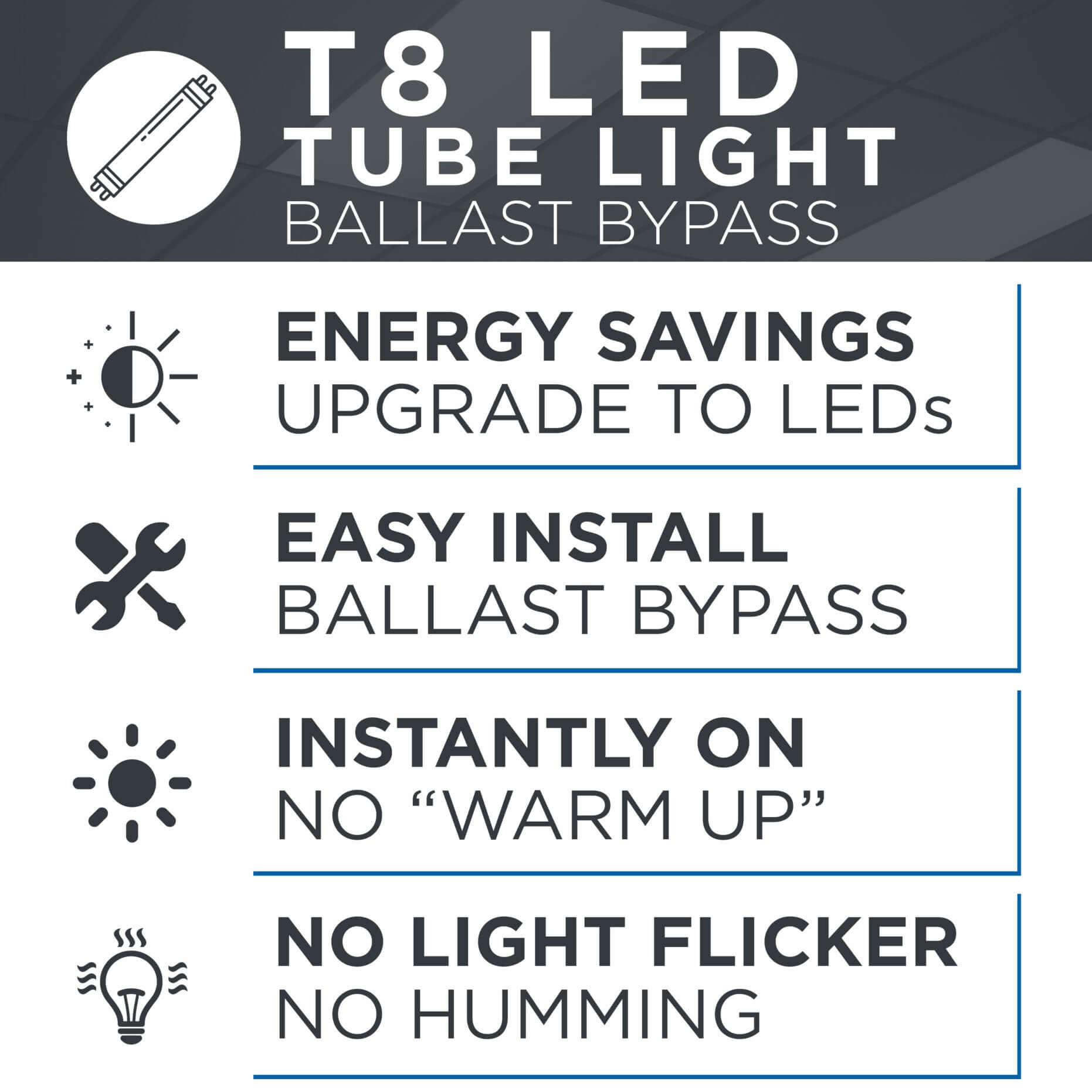 Viribright - 12-Watt Ballast Bypass 4-Foot T8 1830 Lumens Frosted LED Light Bulb Tube (10-Pack) - 519232-10