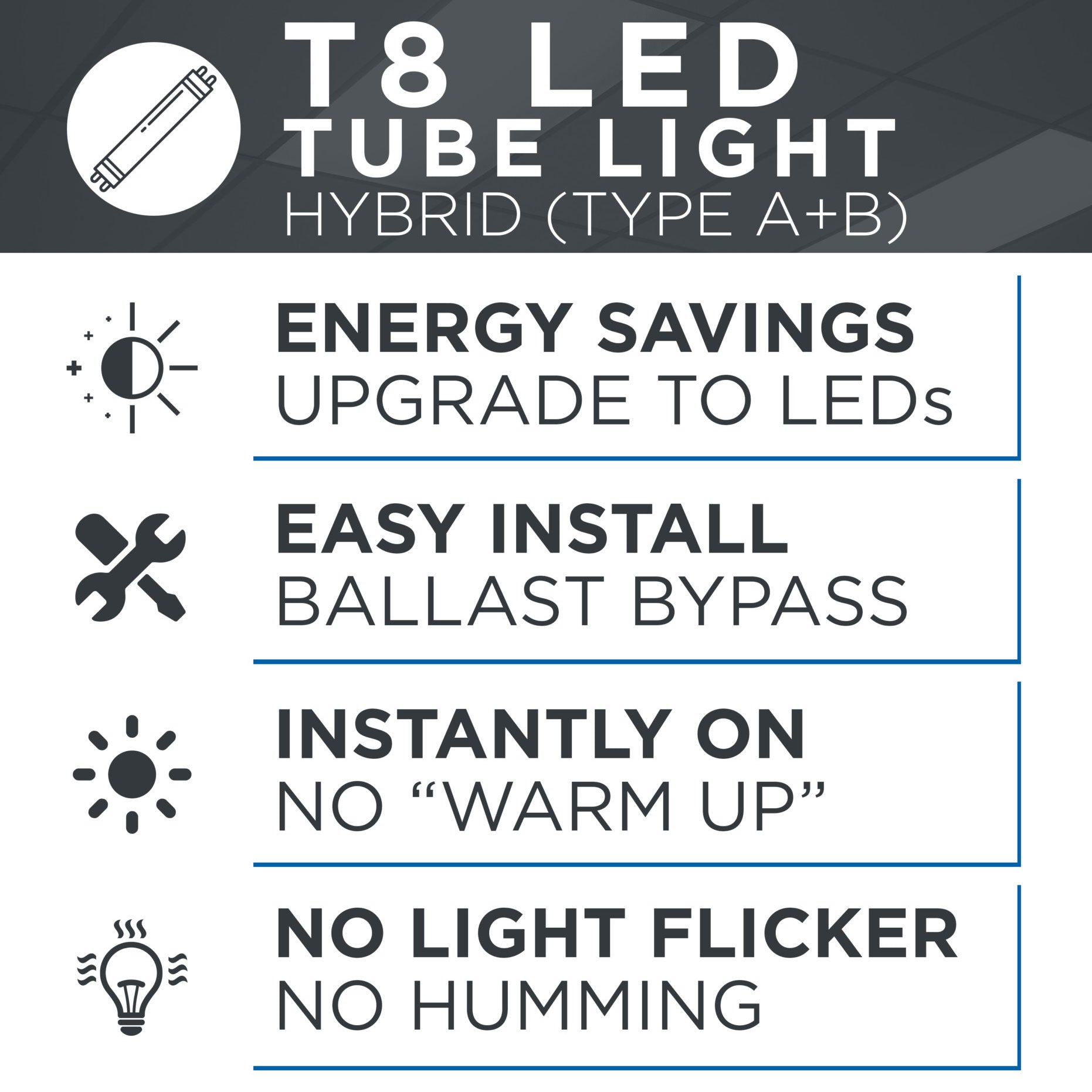 Viribright - 18-Watt Hybrid 4-Foot T8 2360 Lumens Frosted LED Tube Light Bulb (25-Pack) - 518923-25