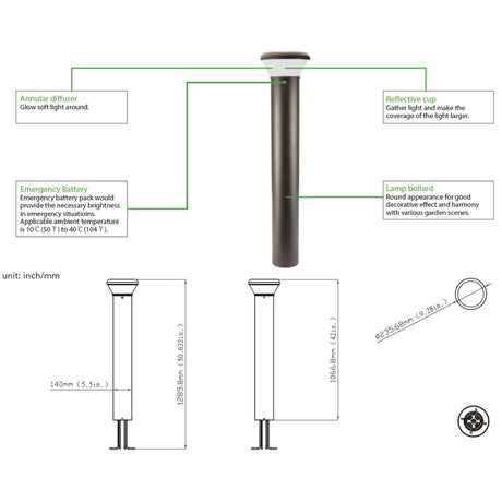  View details for 3.5ft. Aluminum Bollard 26-Watt 2290 Lumen LED Light 3.5ft. Aluminum Bollard 26-Watt 2290 Lumen LED Light