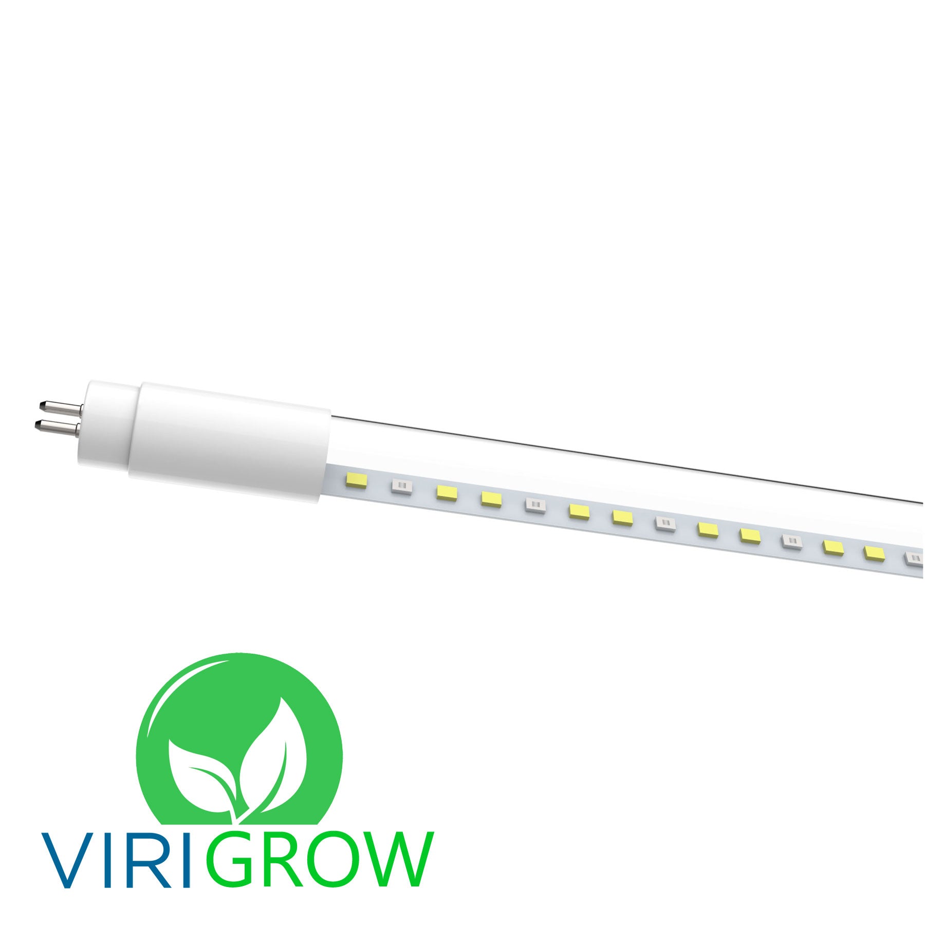 A close-up of the Viribright Virigrow 4-Foot T5 Type-A Double-Ended LED Grow Bulb Tube, featuring a slim and sleek design.