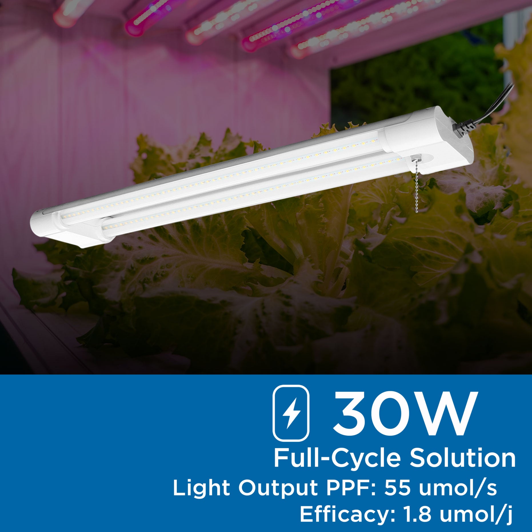 Viribright 30 Watt 2 Foot LED Full Spectrum Plant Grow Shop Light