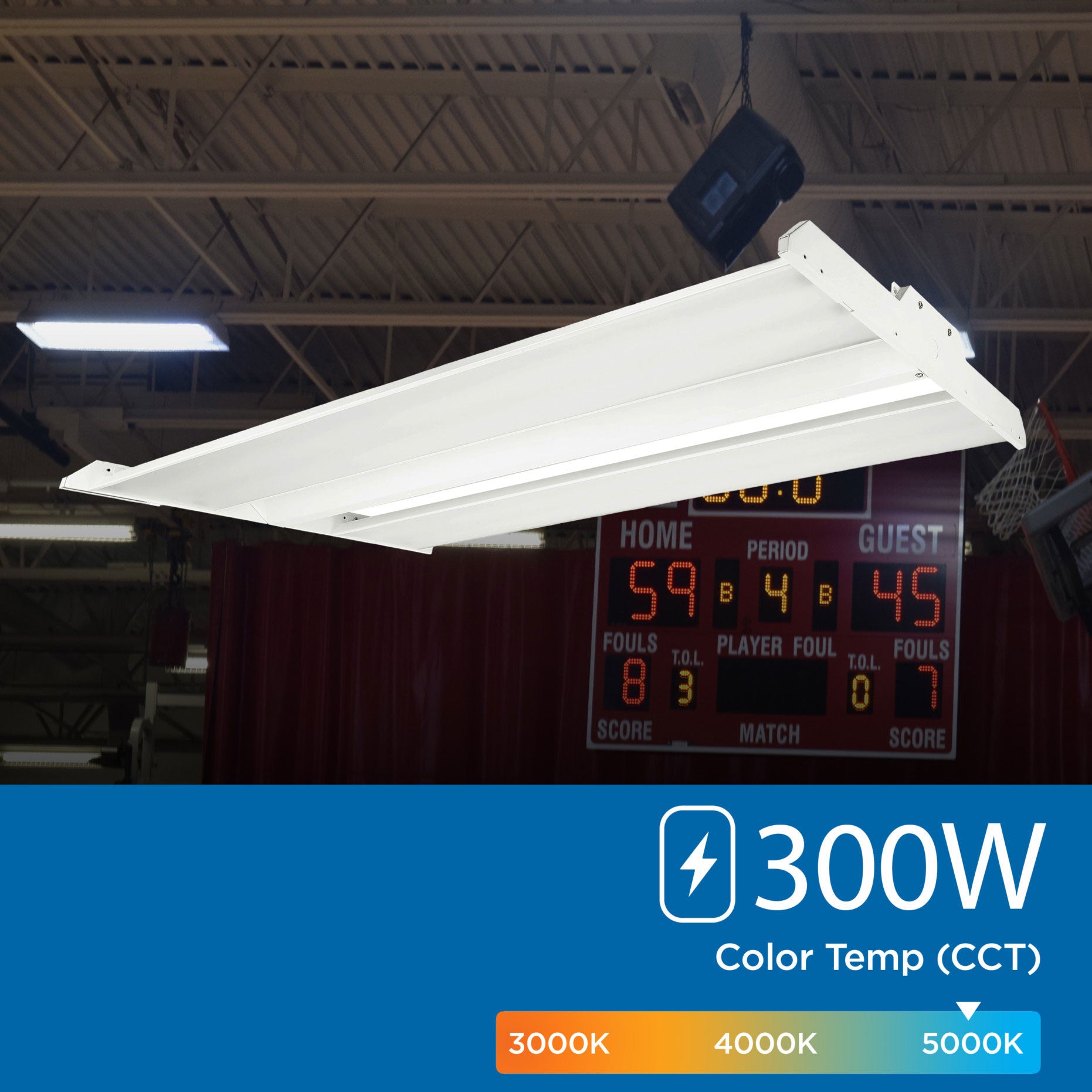 300-Watt LED Linear High Bay Clear Diffuser 347-480VAC 41,500 Lumens