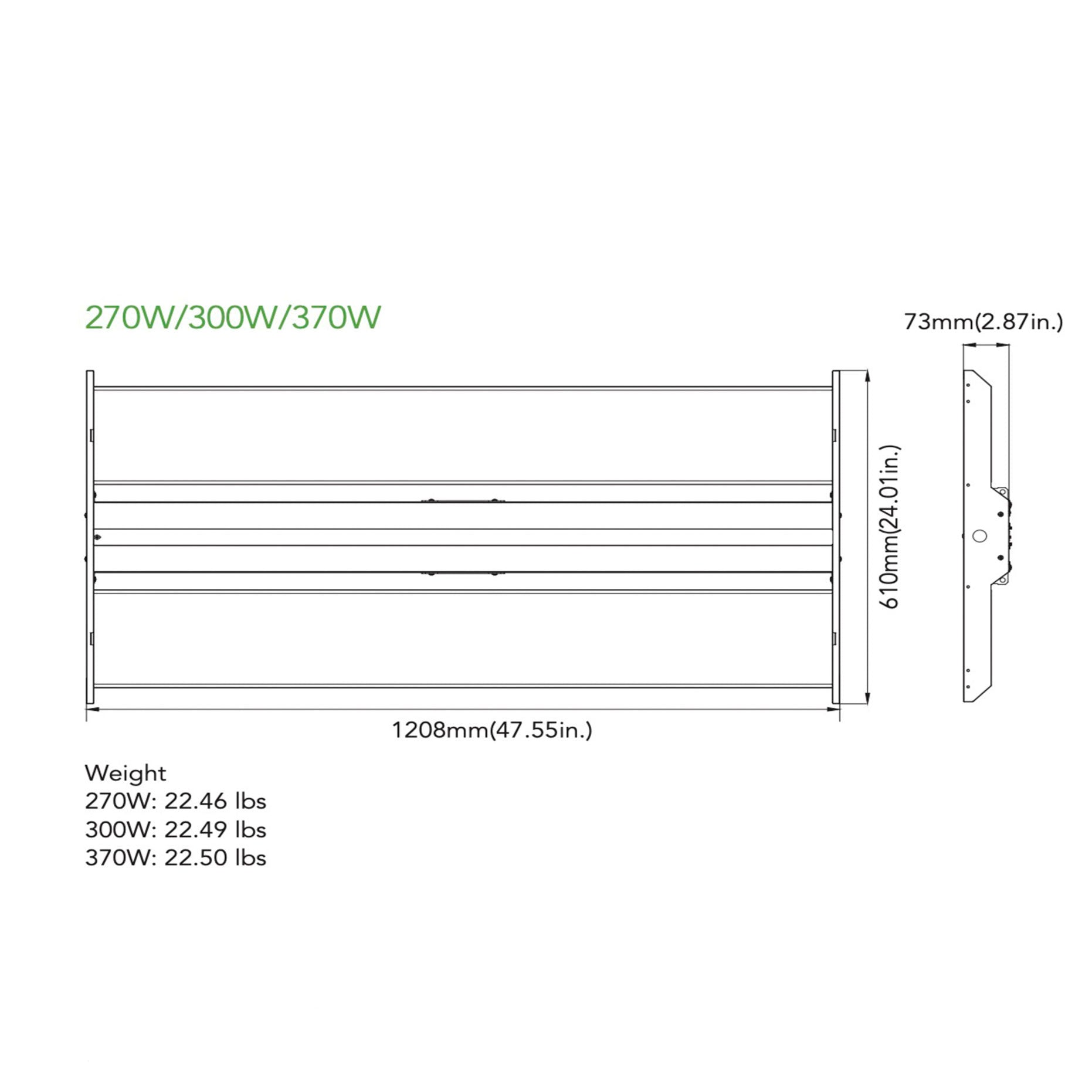 300-Watt LED Linear High Bay Clear Diffuser 347-480VAC 41,500 Lumens