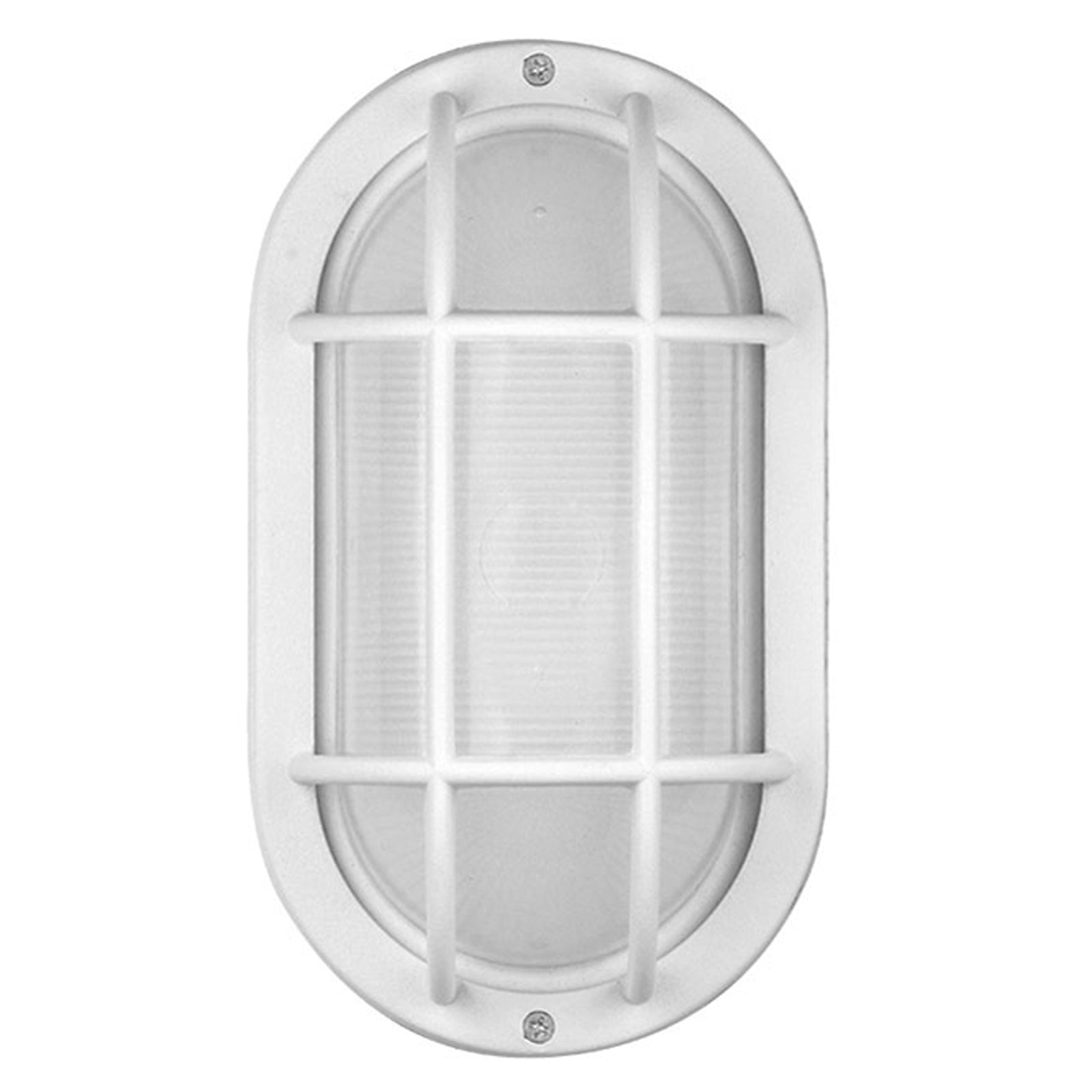 Sleek White LED Wall Sconce with Grid Encasing and Frosted Ribbed Lens