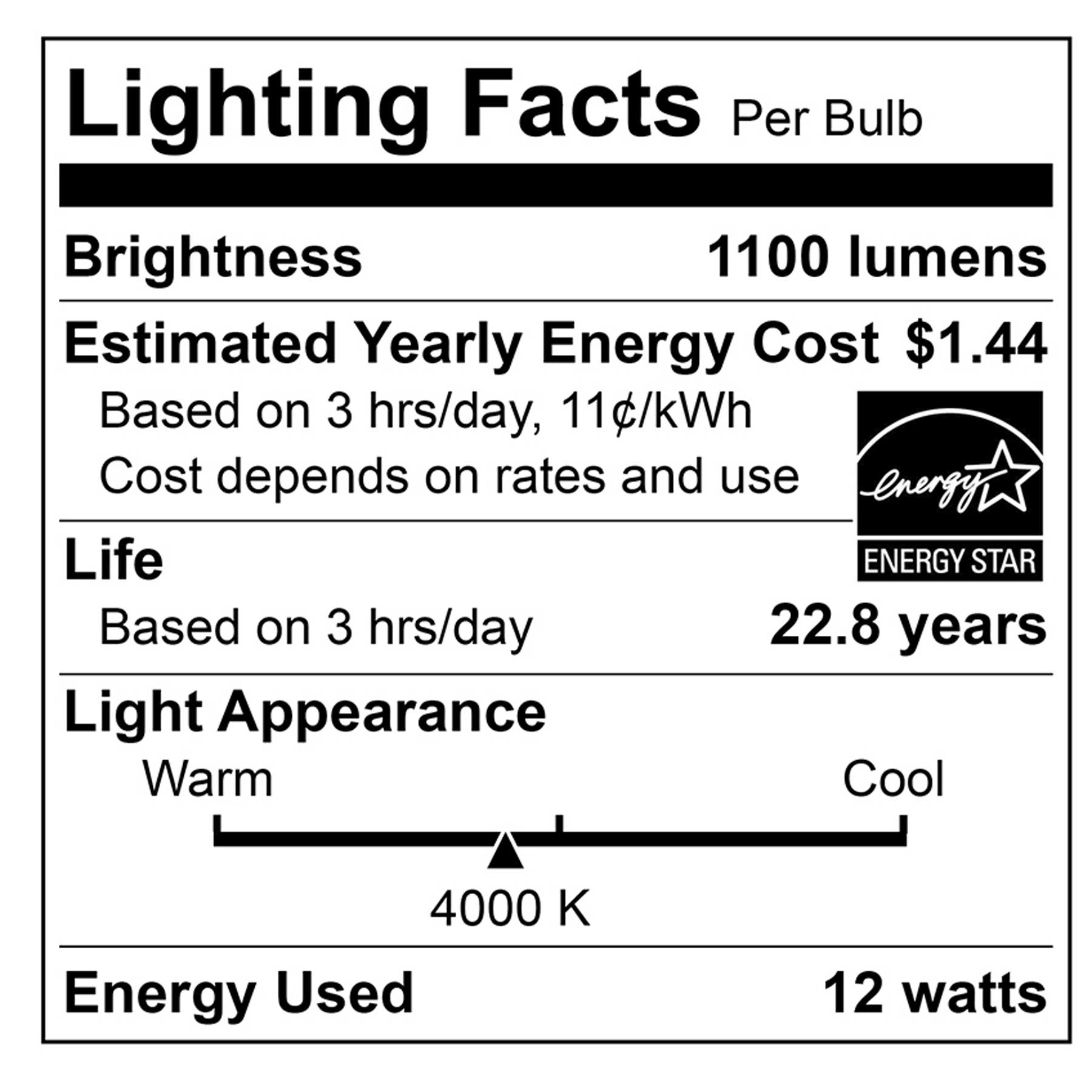 75-Watt Equivalent A19 E26 General Purpose LED Light Bulb, Energy Star