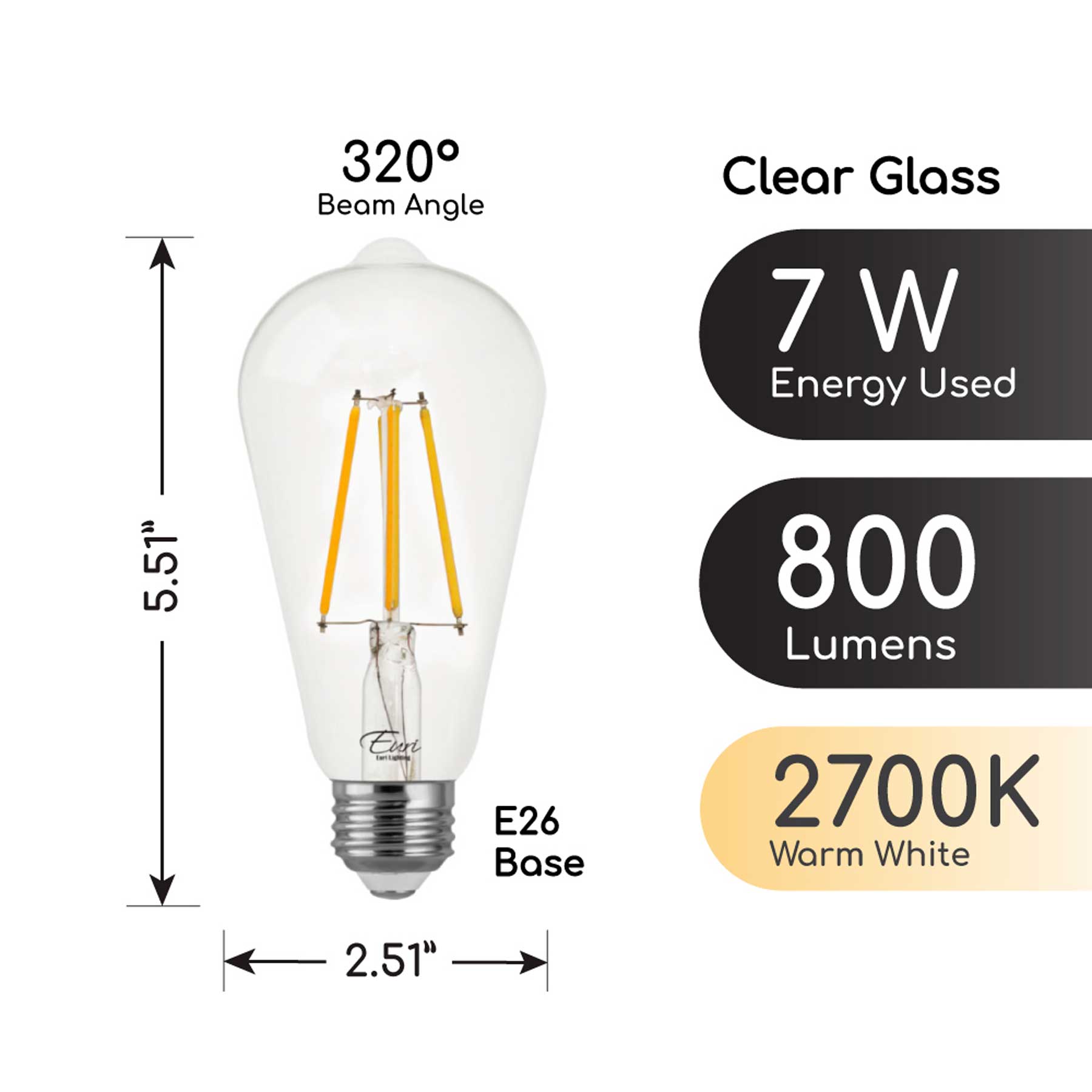 75-Watt Equivalent ST19 E26 Filament LED Light Bulbs