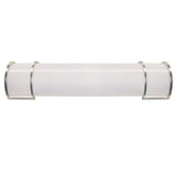 Contemporary Bath Vanity Frosted Integrated LED Lights, Nickel Trim
