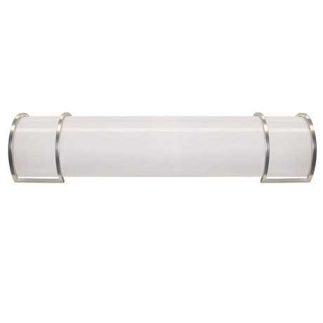 Contemporary Bath Vanity Frosted Integrated LED Lights, Nickel Trim