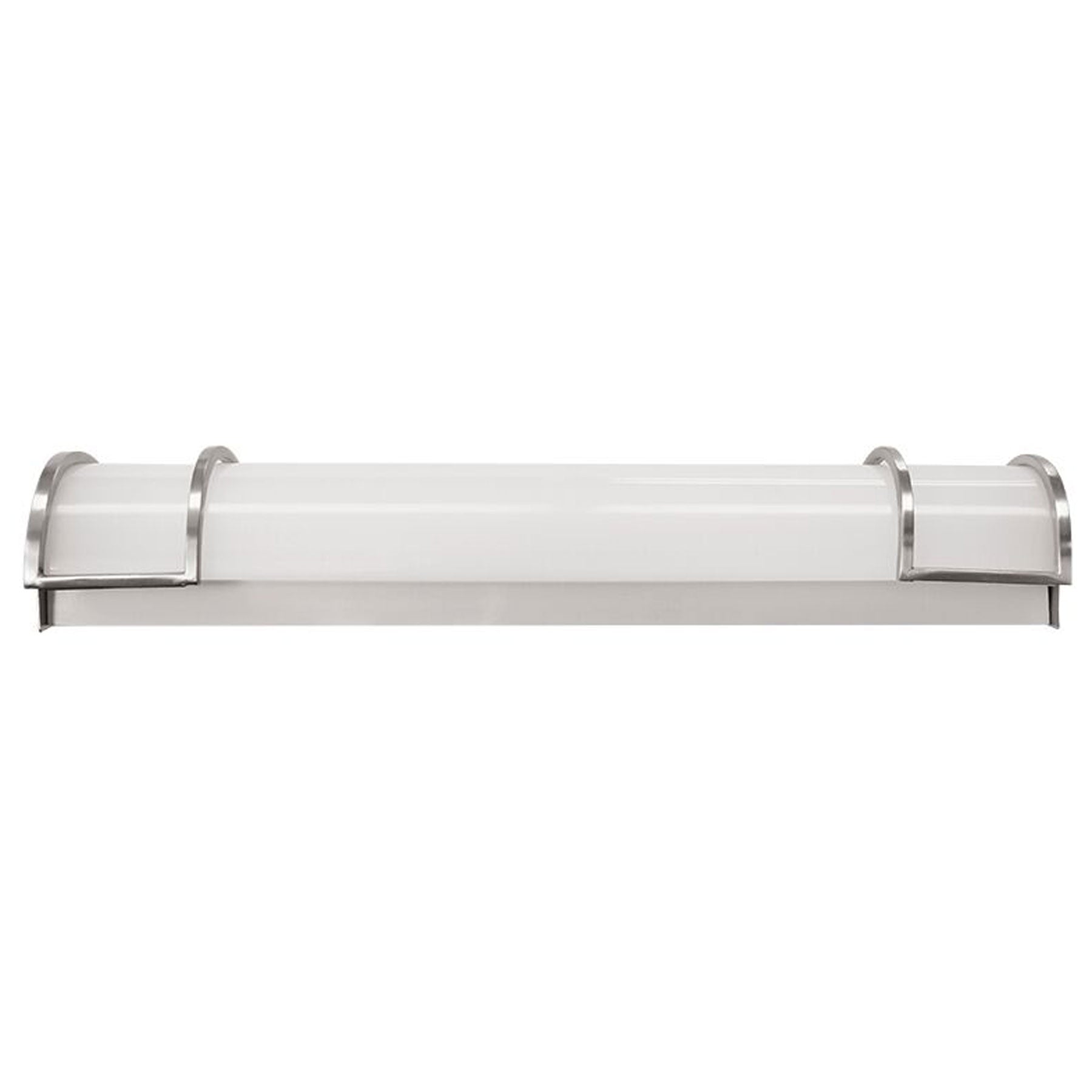 Contemporary Bath Vanity Frosted Integrated LED Lights, Nickel Trim