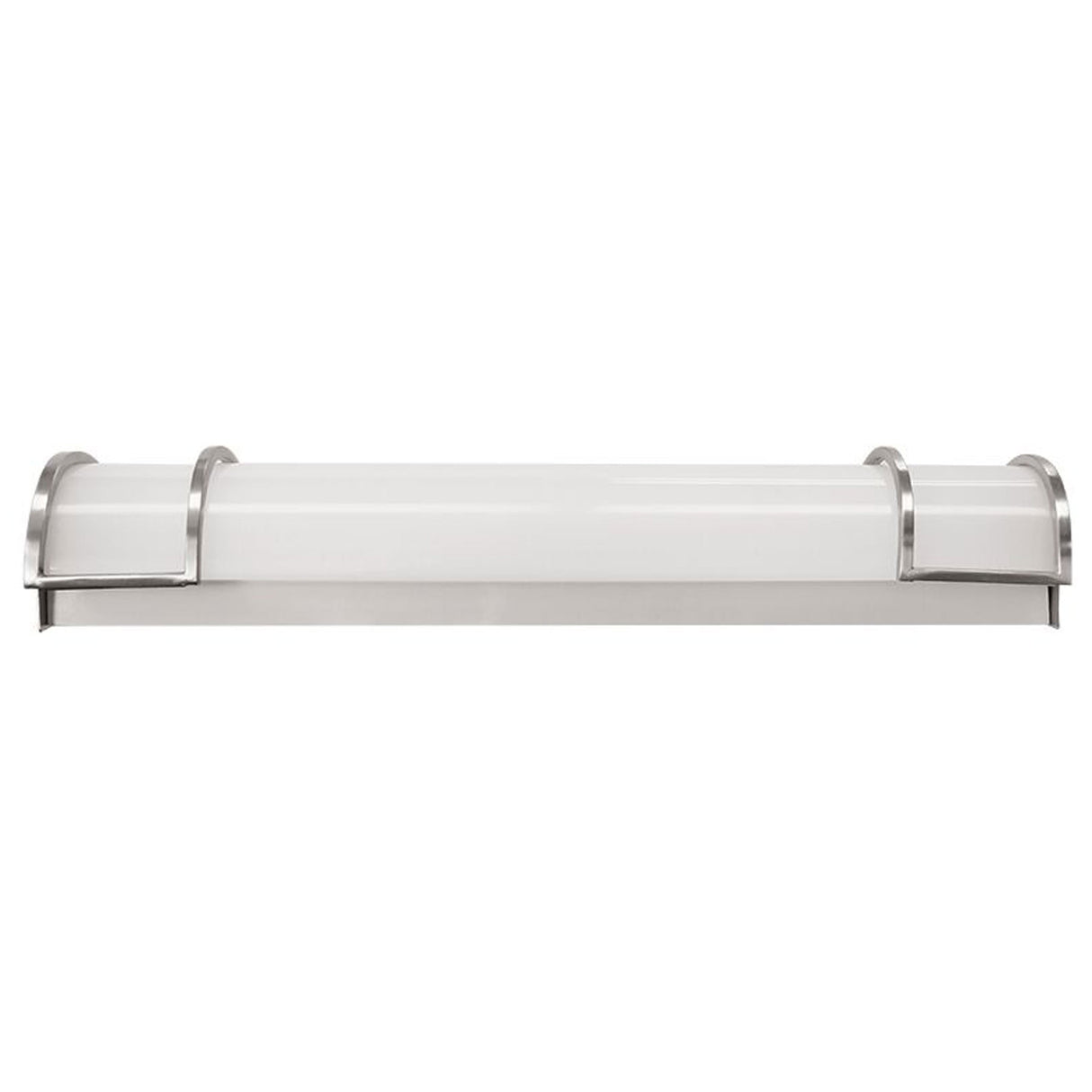 Contemporary Bath Vanity Frosted Integrated LED Lights, Nickel Trim