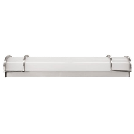 Contemporary Bath Vanity Frosted Integrated LED Lights, Nickel Trim