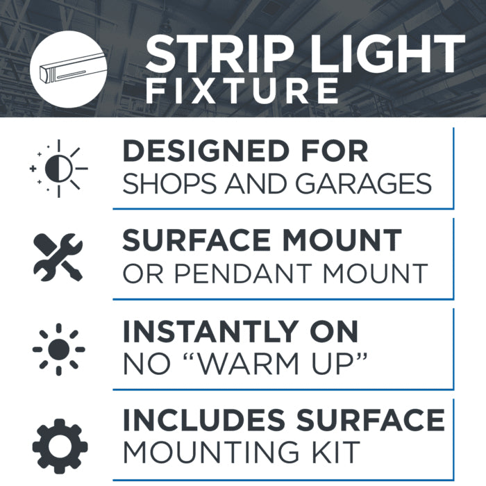 Selectable Wattage 8-Foot LED Light Strip Fixture 7,940 Lumens