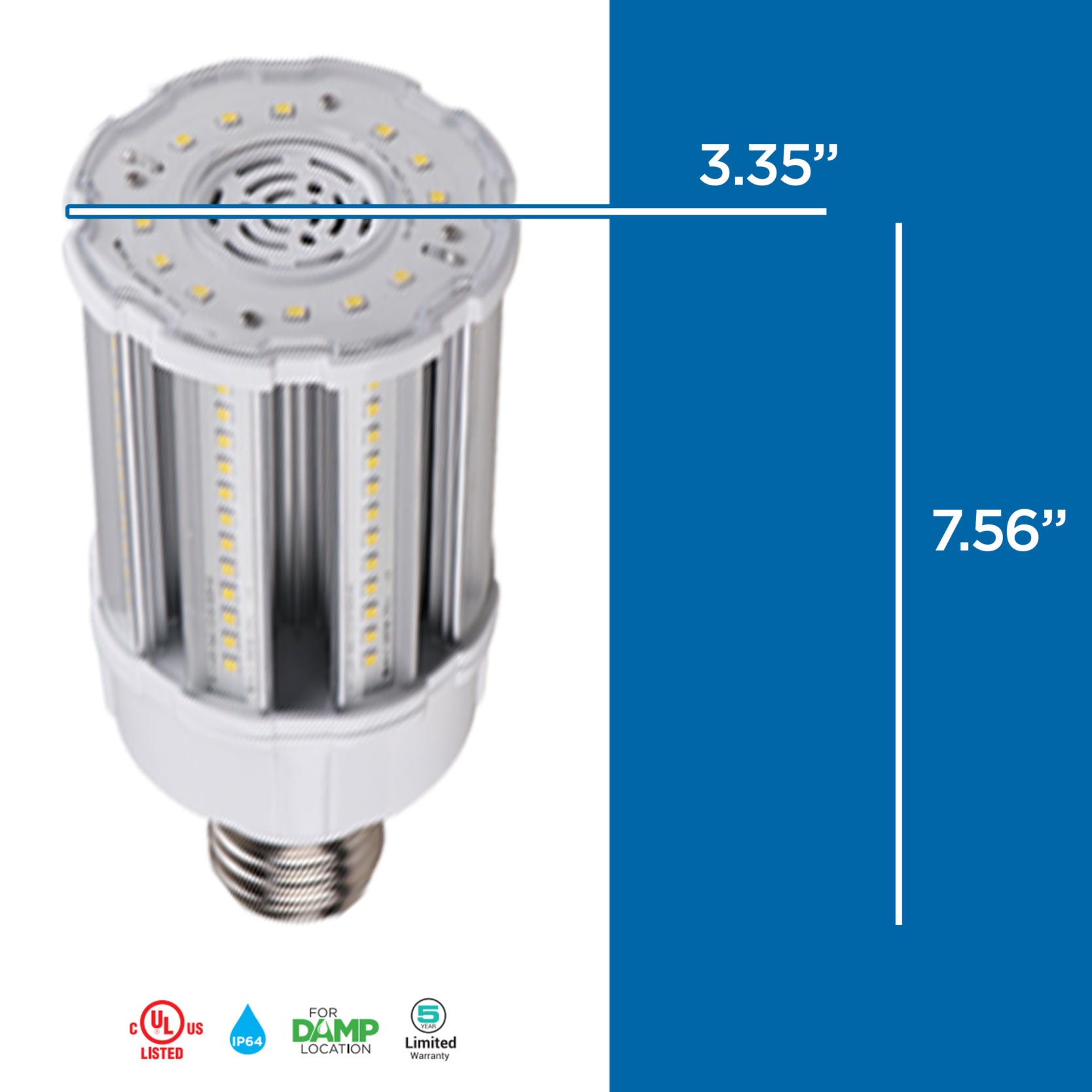 36-Watt LED 4,500 Lumens Corn Bulb - EX39/E26 Adapter Included