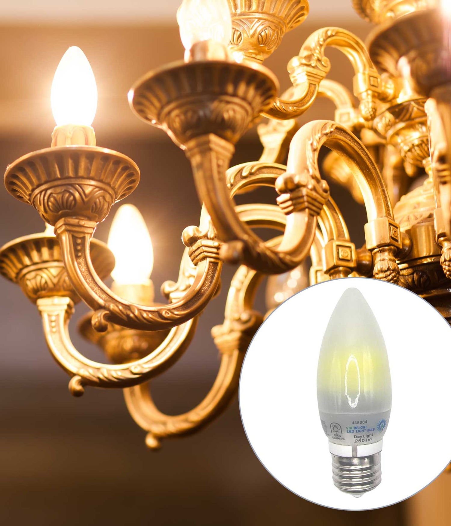 Chandelier with Frosted LED Light Bulb