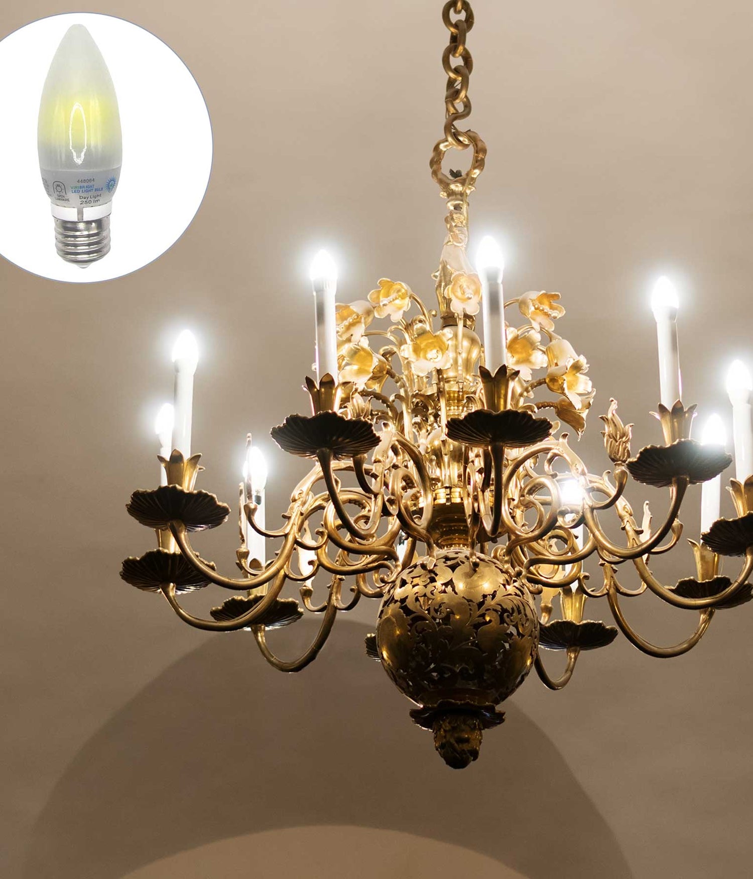 Chandelier with Frosted LED Light Bulb