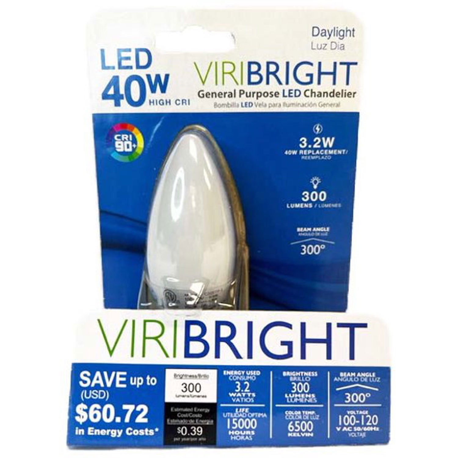 40-Watt Equivalent B11 E26 Frosted LED Light Bulb