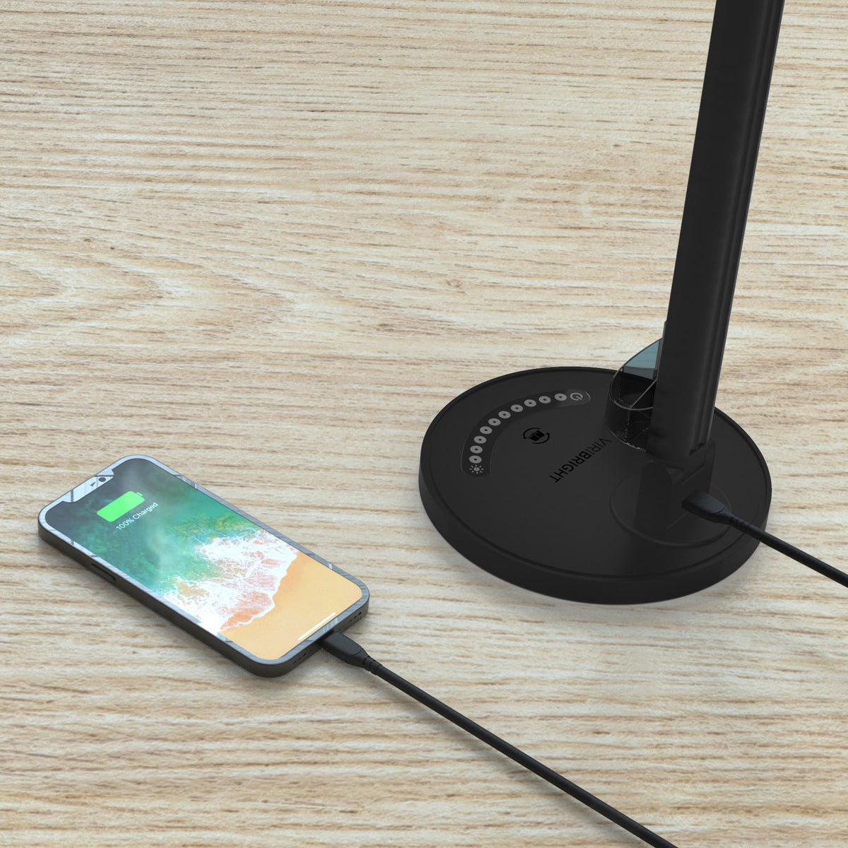 Viribright Modern LED Desk Lamp with Touch Controls & USB Charge Port